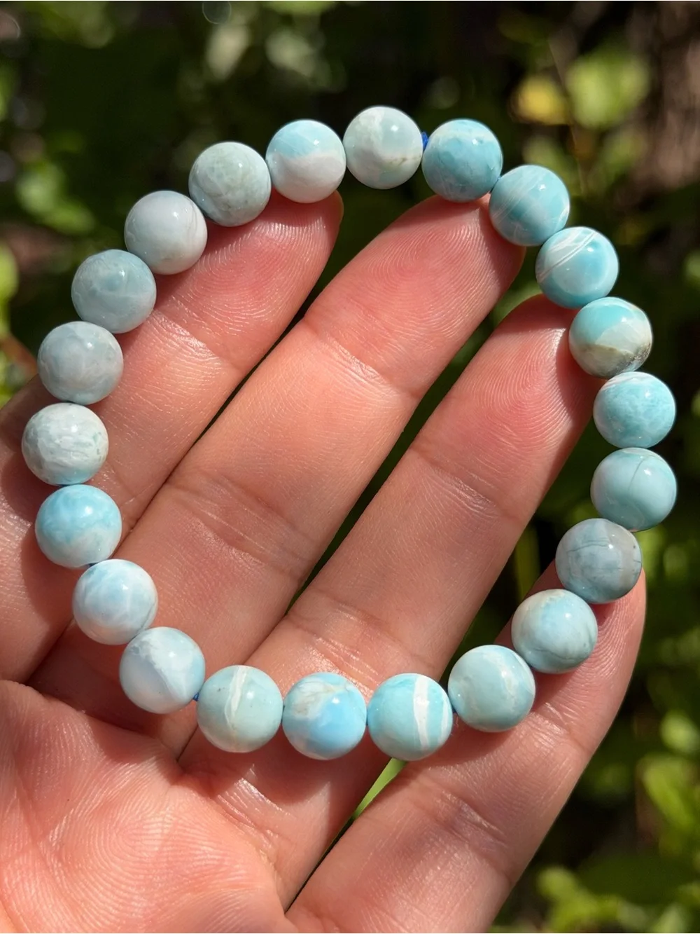 8.5mm stretchable larimar bracelet 2056